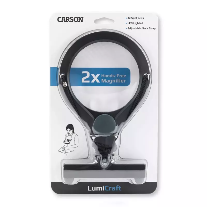 Lupa ręczna Carson LumiCraft 2x, LED, zasilana bateriami, czarna, 135×23×226 mm