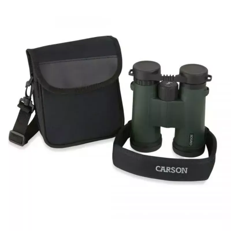 Lornetka Carson JR Series 10x42 BaK-4, kompaktowa z pryzmatem dachowym, czarno-zielona