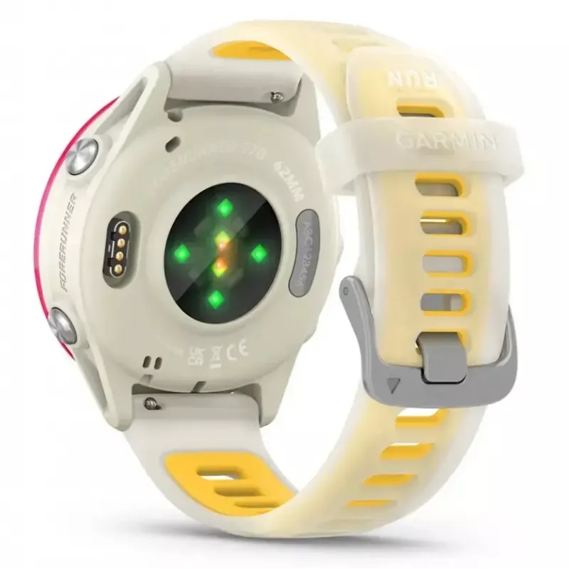 Sportowy smartwatch GARMIN Forerunner 570 42 mm, 1,2-calowy AMOLED 390×390, GPS, Wi‑Fi, 8 GB, 42 g, pasek silikonowy