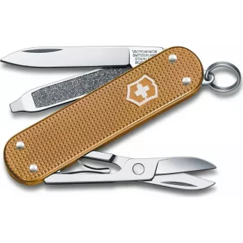 Nóż kieszonkowy Victorinox Classic SD Alox Wet Sand V-0.62 21.255G — wielofunkcyjne narzędzie szwajcarskie, małe ostrze, pilnik do paznokci, nożyczki