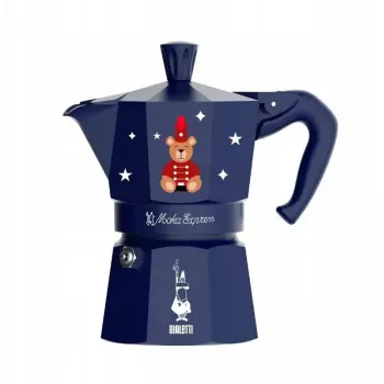 Kawiarka BIALETTI Moka Express 3-filiżankowa 150 ml, Joyful Christmas niebieski