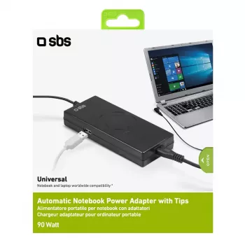 Zasilacz SBS Portable 90W do notebooków wewnętrzny czarny 2,2m