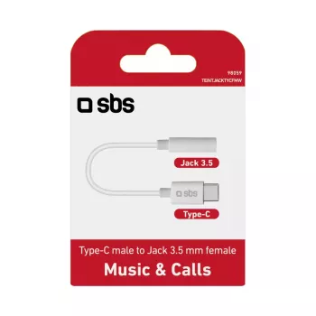Kabel do telefonu komórkowego SBS TEINTJACKTYCFMW biały 0,09 m 3,5 mm USB C