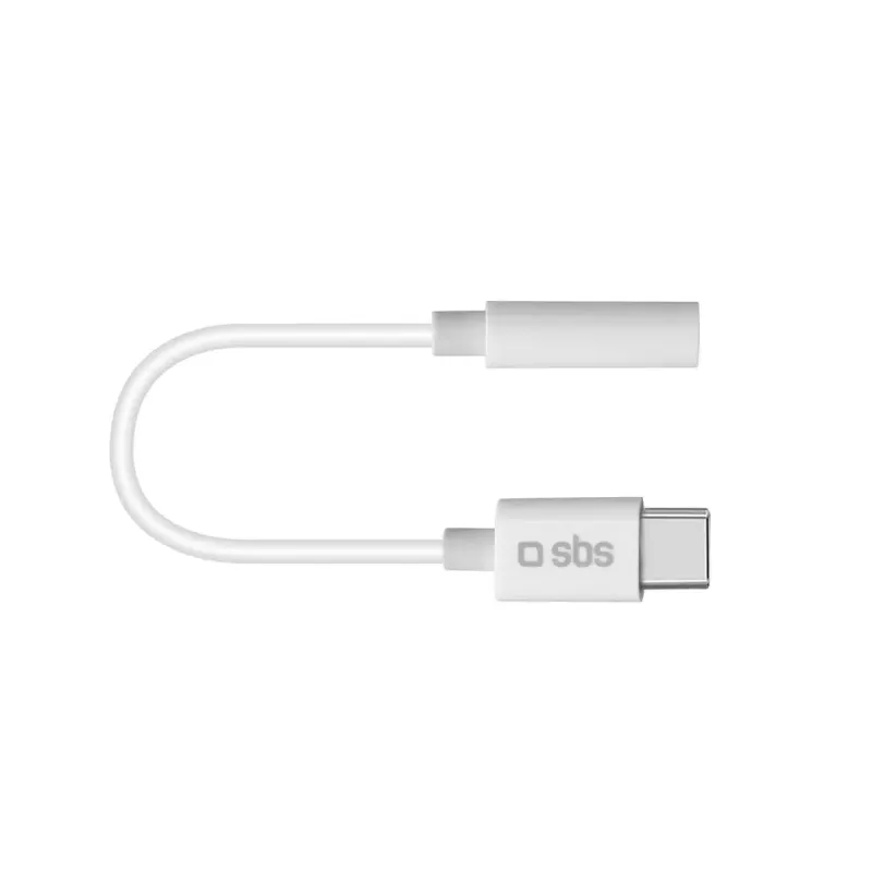 Kabel do telefonu komórkowego SBS TEINTJACKTYCFMW biały 0,09 m 3,5 mm USB C