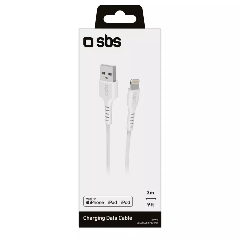 Kabel Lightning SBS TECABLEUSBIP5389W 3 m biały USB A