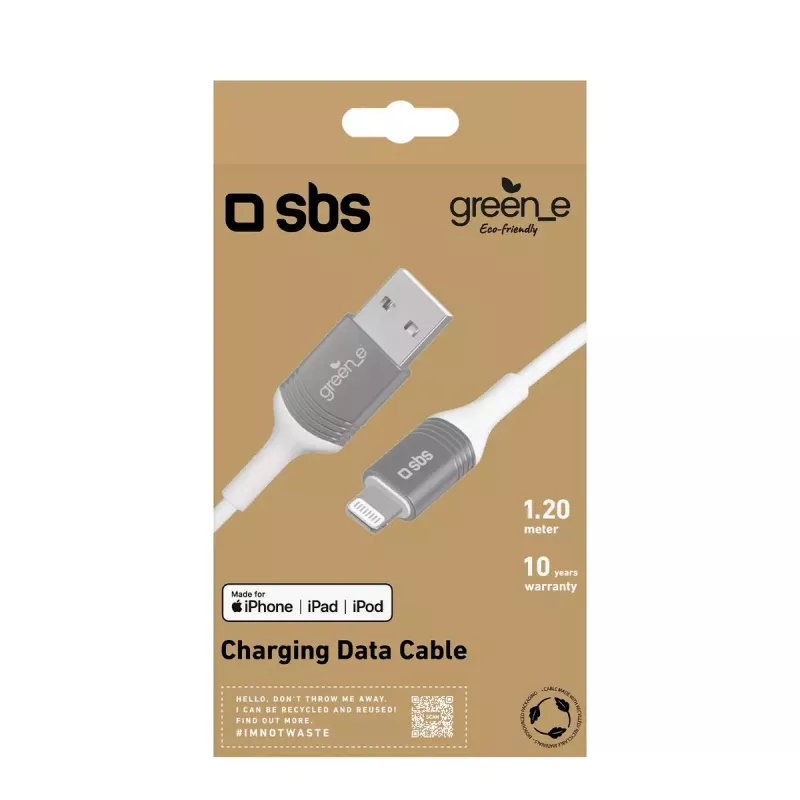 Kabel Lightning SBS GRECABLEUSBIP589W 1,2 m srebrno-biały