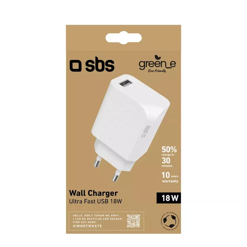 Ładowarka do urządzeń mobilnych SBS GRETR1USB18W uniwersalna biała AC szybkie ładowanie