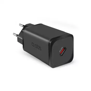 Szybka ładowarka sieciowa SBS Mobile TETRGAN1C65W — 100–240V, 1x USB-C, czarna, do smartfonów, tabletów, laptopów, smartwatchy i słuchawek
