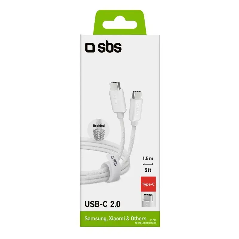 Kabel USB-C na USB-C SBS Mobile TECABLETISSUETCCG, USB 2.0, 1,5 m, biały