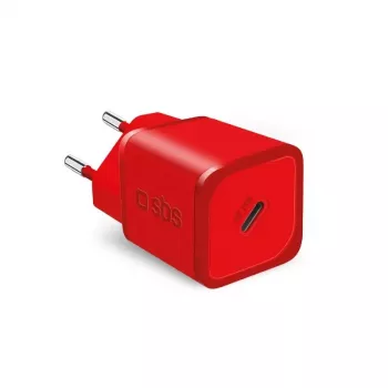 Ładowarka SBS Mobile TETRGAN1C20R — 20W USB-C AC ładowarka wewnętrzna do smartfona, tabletu, smartwatcha, słuchawek (czerwona)