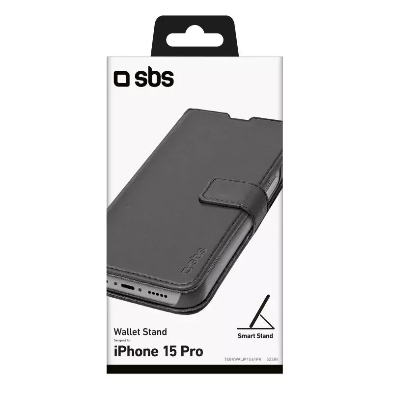 Etui portfelowe SBS TEBKWALIP1561PK do iPhone 15 Pro 6.1 cala czarne