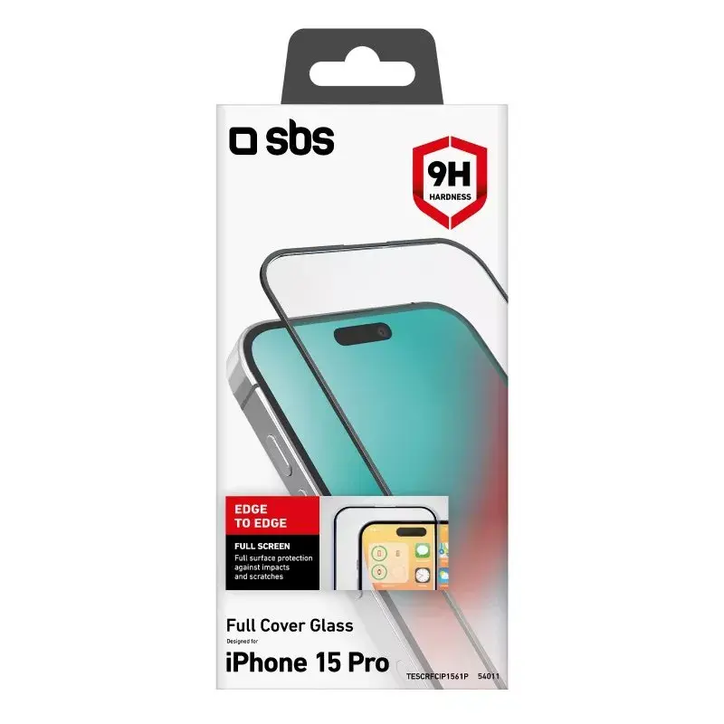 Ochraniacz ekranu/tyłu SBS do iPhone 15 Pro, silikon + szkło hartowane, przezroczysty, 1 szt.