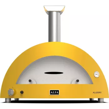 Piec do pizzy opalany drewnem Alfa Forni Moderno 5 Pizze żółty FXMD-5P-LGIA, zewnętrzny blatowy piec do pizzy, pojemność 5 pizz