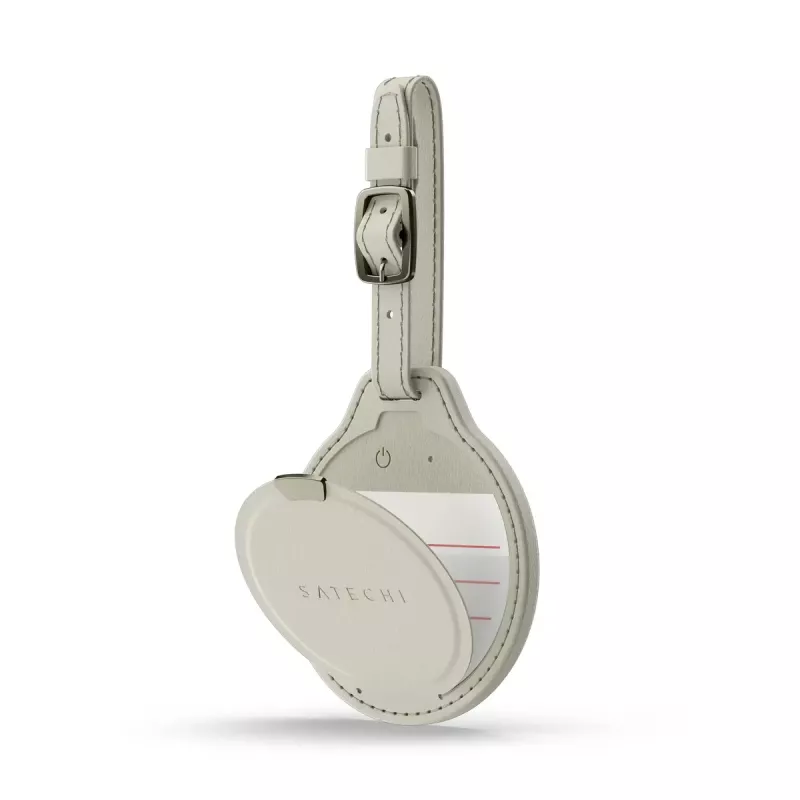 Lokalizator GPS do bagażu w formie karty Satechi ST-LFALTW — piaskowy, litowy 150 mAh, 73,9×83,6 mm, 42 g