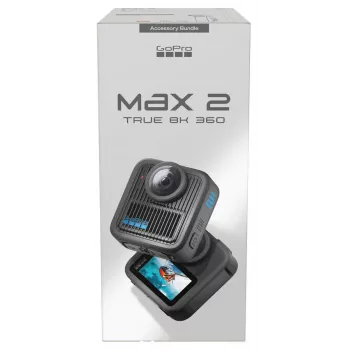 Kamera sportowa GoPro MAX2 z 8K Ultra HD, matrycą 29,5 MP, 100 kl./s, wyświetlaczem LCD, GPS, Wi‑Fi — zestaw akcesoriów