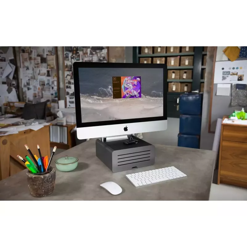 Podstawka biurkowa Twelve South HiRise Pro Czarna z drewnem Wolnostojąca