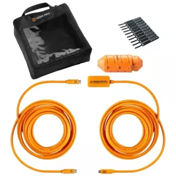Kabel USB-C na USB-C tether tools CUC31R-ORG — 9,40 m, kątowy, pomarańczowy