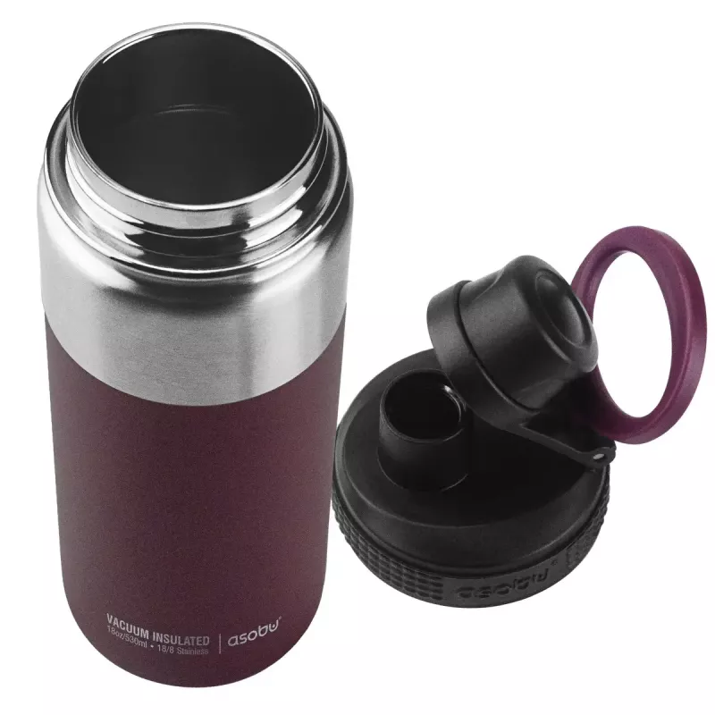 Termos ASOBU Alpine Flask Hiking 530 ml stal nierdzewna Burgund, wysokość 235 mm, średnica 7,6 cm