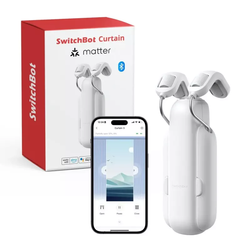 Inteligentny silnik do zasłon SwitchBot W2400000R do szyny U (EU i UK) — akumulatorowy, USB-C, siła pchania 15 kg
