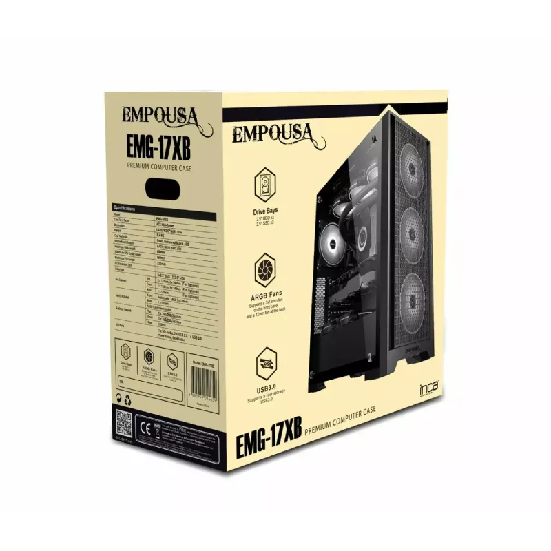 Obudowa PC Inca EMG-15XB Midi Tower Czarna