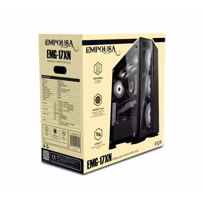 Obudowa PC Inca EMG-17XN Midi Tower Czarna