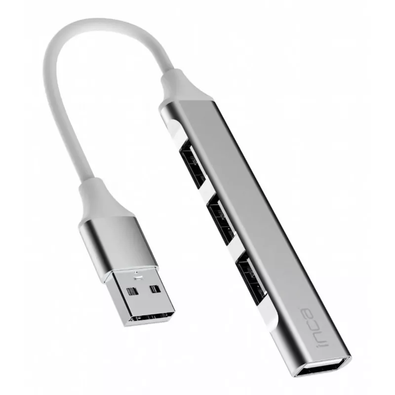Hub USB Inca IUSB-4TUX USB 2.0 Type-A 5000 Mbit/s srebrny biały