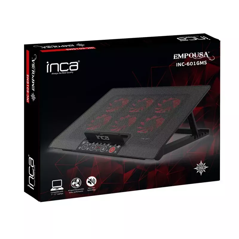 Podkładka chłodząca pod laptopa Inca INC-601GMS 43,2 cm 6 wentylatorów USB Czarna