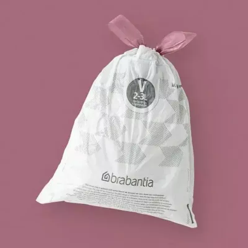 Worki na śmieci BRABANTIA 100253 do pojemników 3 L, białe, plastikowe, 40 szt.