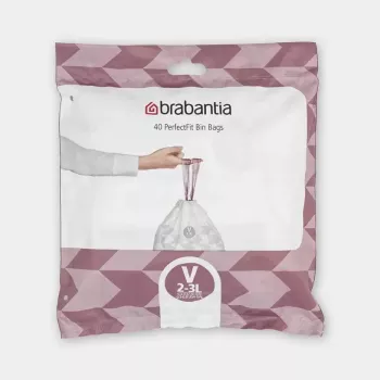Worki na śmieci BRABANTIA 100253 do pojemników 3 L, białe, plastikowe, 40 szt.