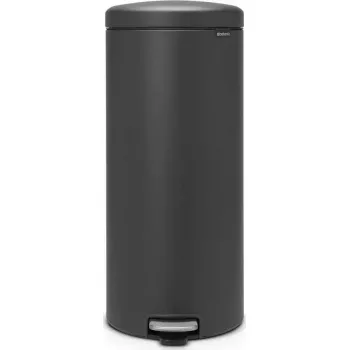 Kosz na śmieci BRABANTIA NewIcon 30 L — Mineral Infinite szary, pojemnik ze stali nierdzewnej obsługiwany pedałem
