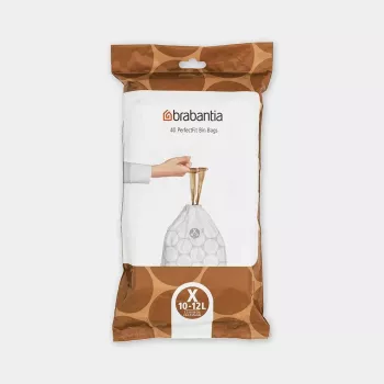 Worki na śmieci BRABANTIA 12 L białe, opakowanie 40 szt. (model 138041) wkłady plastikowe 490×357 mm