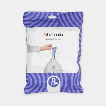 Worki na śmieci BRABANTIA 138164, 20 L, białe, plastikowe, 40 szt., 545×435 mm