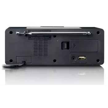 Radiobudzik Lenco CR540BK — budzik FM, wyświetlacz LED 1.2 cala, przyciemniane światło nocne, ładowanie USB, głośniki stereo