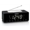 Radiobudzik Lenco CR540BK — budzik FM, wyświetlacz LED 1.2 cala, przyciemniane światło nocne, ładowanie USB, głośniki stereo