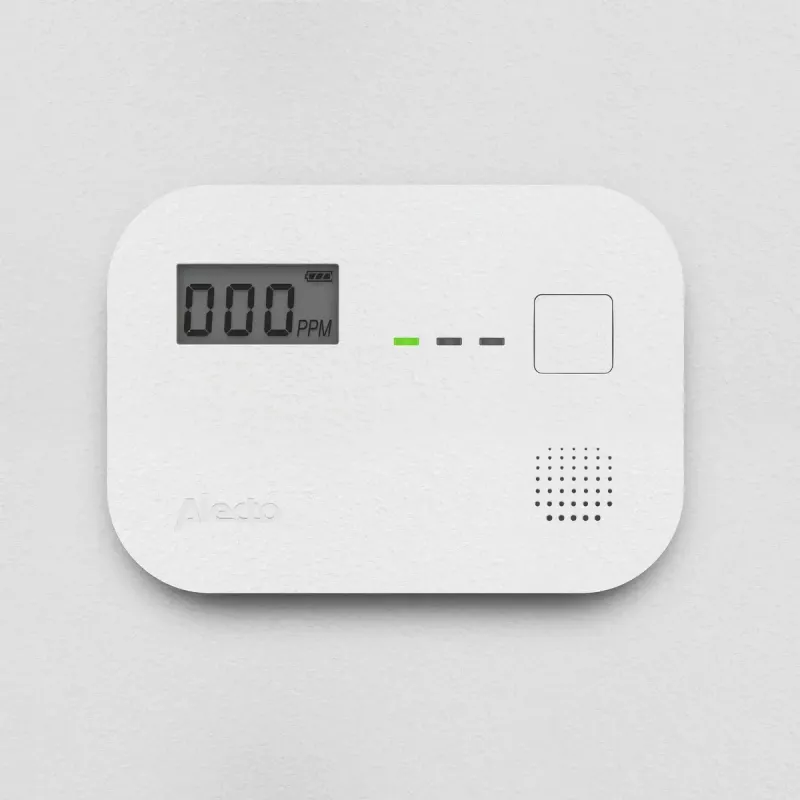 Czujnik tlenku węgla Alecto COA3910 — elektrochemiczny czujnik CO, zasilany bateriami, biały, 110×78×37 mm