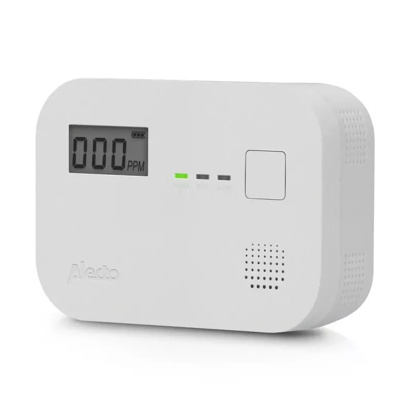 Czujnik tlenku węgla Alecto COA3910 — elektrochemiczny czujnik CO, zasilany bateriami, biały, 110×78×37 mm