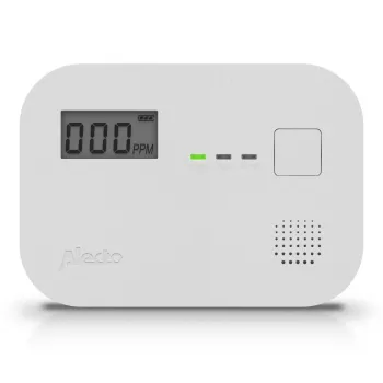 Czujnik tlenku węgla Alecto COA3910 — elektrochemiczny czujnik CO, zasilany bateriami, biały, 110×78×37 mm