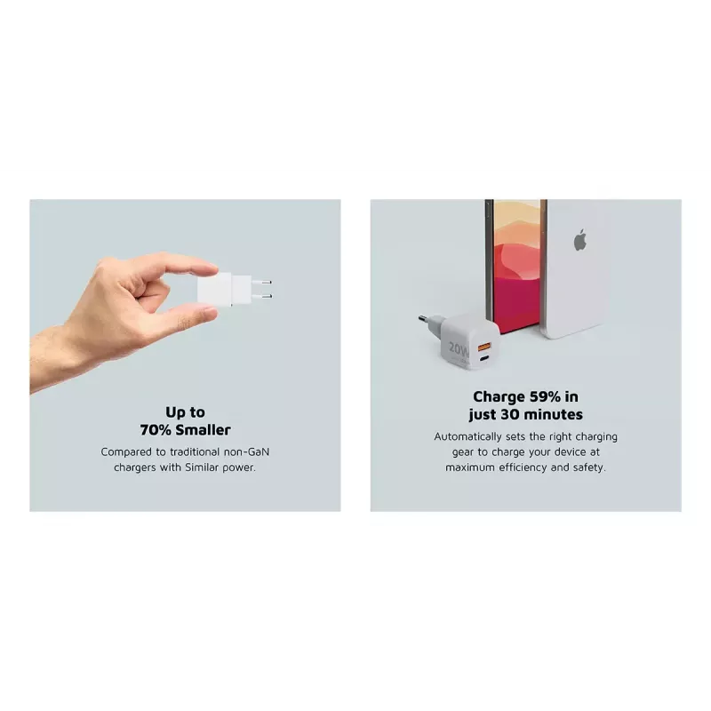 Ładowarka ścienna Xtorm 20W GaN² Ultra — 20 W, USB-C, do użytku wewnętrznego, biała