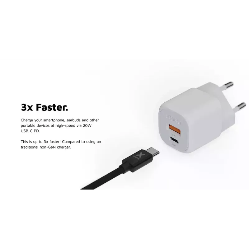 Ładowarka ścienna Xtorm 20W GaN² Ultra — 20 W, USB-C, do użytku wewnętrznego, biała