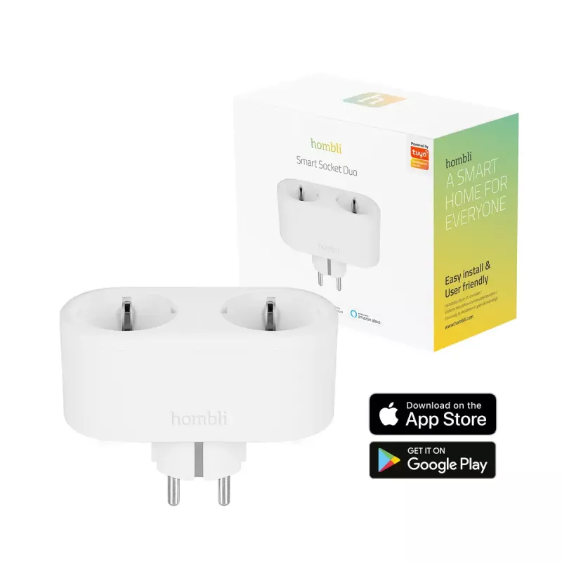 Inteligentna wtyczka Avanca International BV Hombli Smart Socket Duo EU — Wi‑Fi, 220–250 V, 50–60 Hz, 3540 W, wewnętrzna, biała