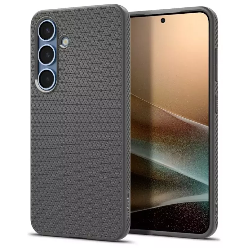 Etui ochronne Spigen Liquid Air do Galaxy S25 — Marmurowo-szary, smukłe, amortyzujące wstrząsy
