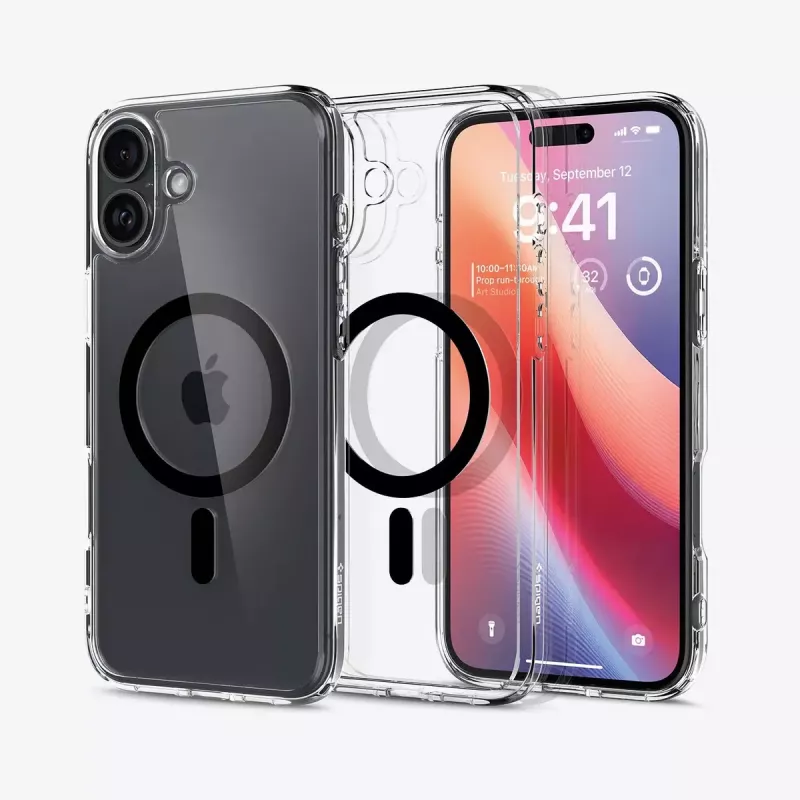 Etui Spigen Ultra Hybrid (MagFit) do telefonu komórkowego Pokrowiec Czarny Przezroczysty do iPhone 16 Plus