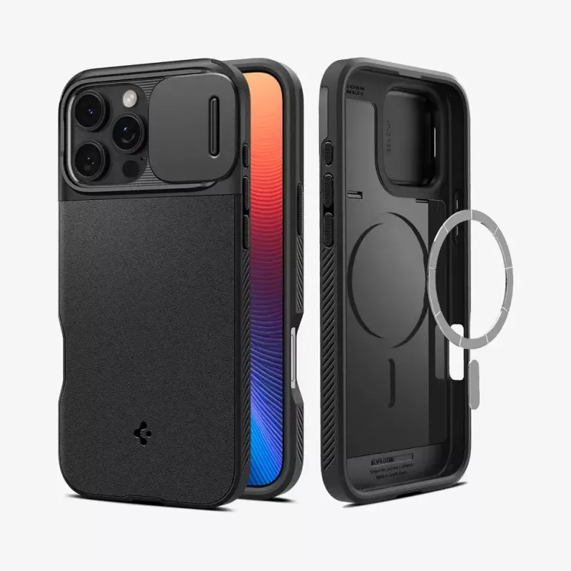 Spigen Optik Armor etui do telefonu komórkowego Pokrywa Czarny do iPhone 16 Pro
