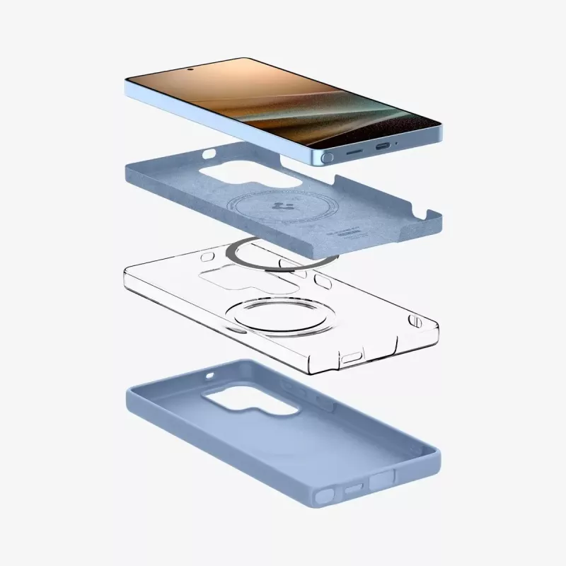 Cover Spigen Galaxy S25 Ultra Silicone Fit MagFit Sapphire niebieski