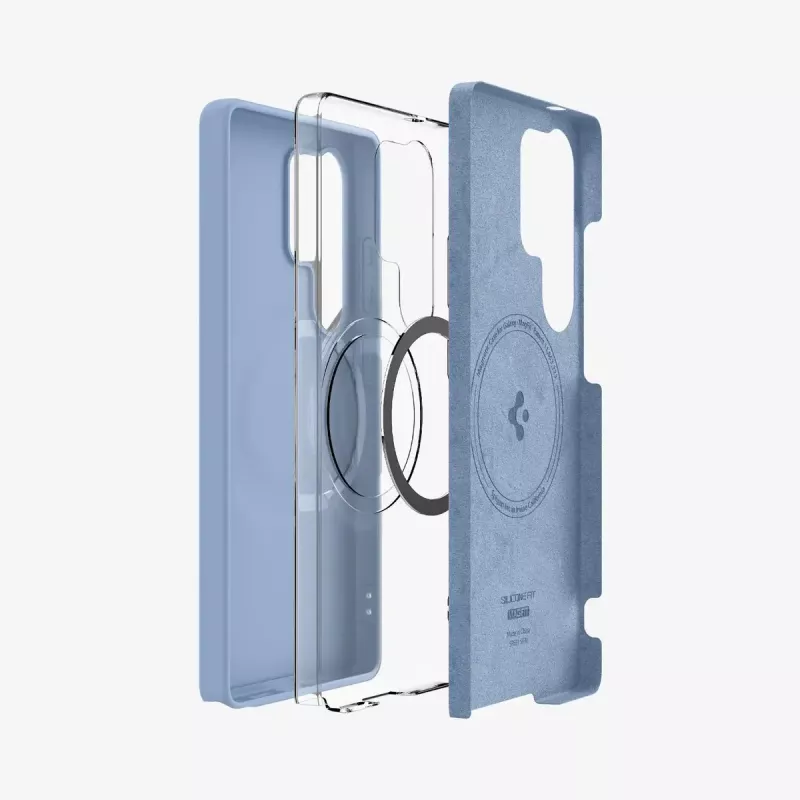 Cover Spigen Galaxy S25 Ultra Silicone Fit MagFit Sapphire niebieski