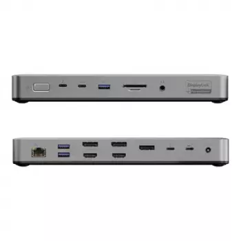 Stacja dokująca / replikator portów do laptopa ALOGIC TB4DU4 — przewodowa Thunderbolt, 96 W, czytnik SD/MicroSD, 3,5 mm, aluminium/ABS