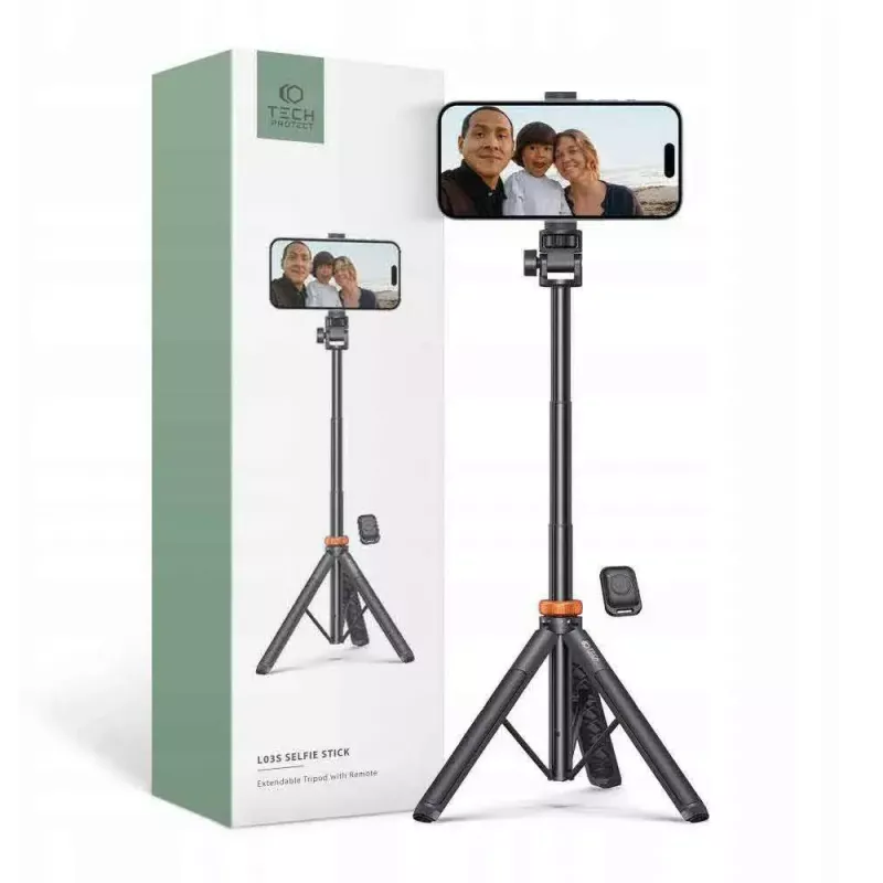 Selfie Stick Tripod Tech‑Protect L035 — regulowana wysokość, lekki przenośny uchwyt