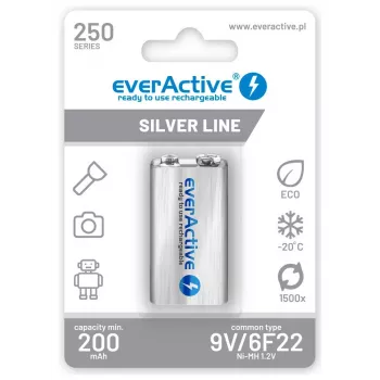 Akumulatory everActive Ni-MH 6F22 9V 250 mAh srebrny Line