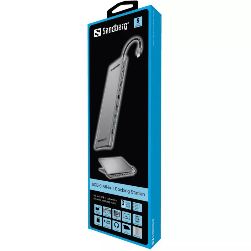 SANDBERG USB-C Docking Station HDMI DP VGA SD USB USB-C