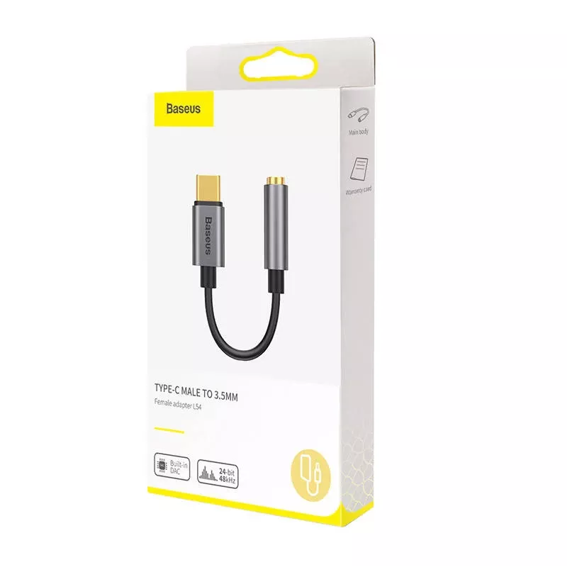 Baseus L54 Audio Adapter USB-C + mini jack 3,5mm (Czarny+Gray)